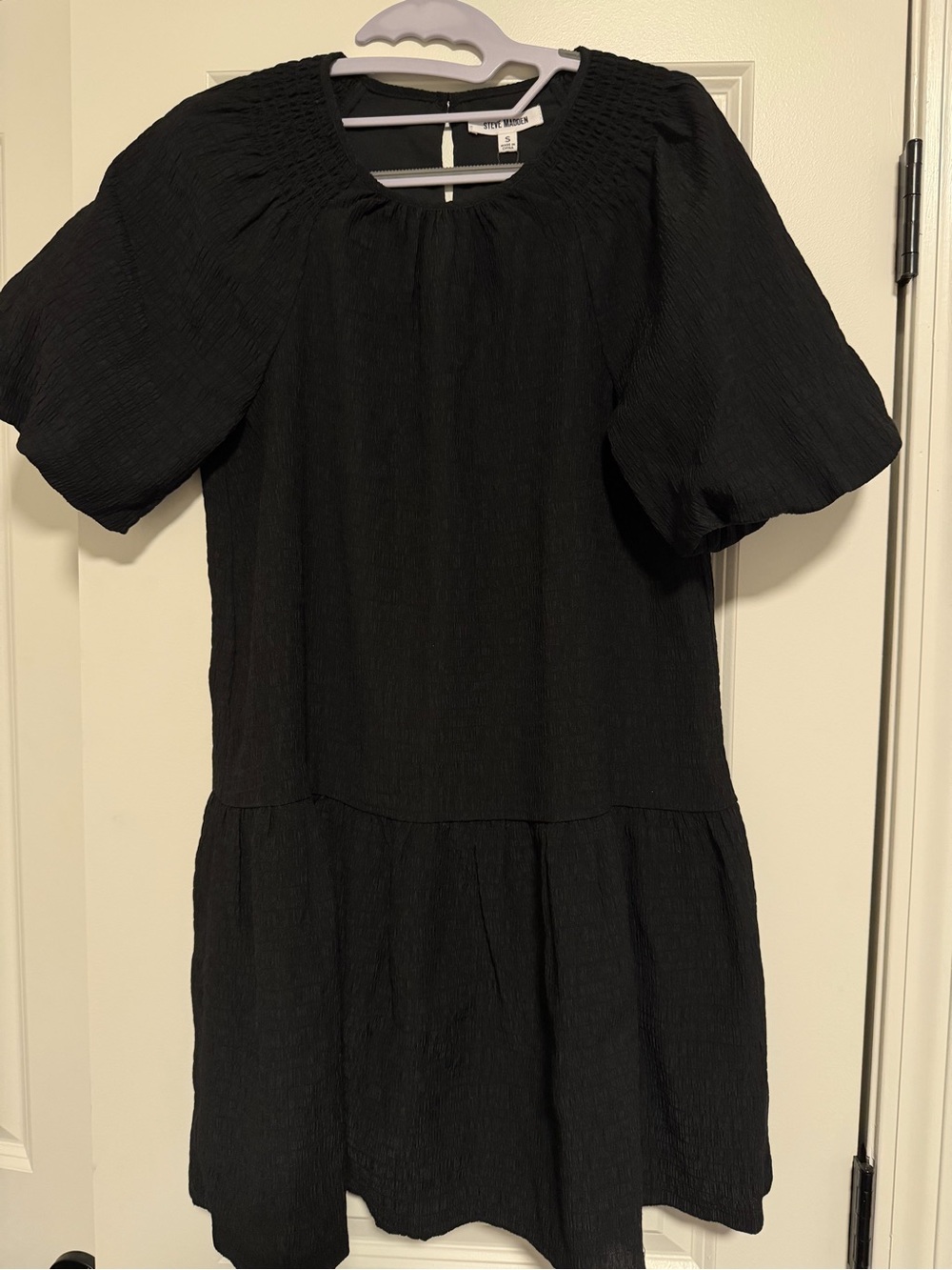 Steve Madden Abrah Black Puff-Sleeve Dress
